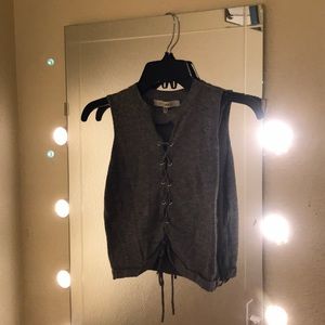 Grey front tie crop top